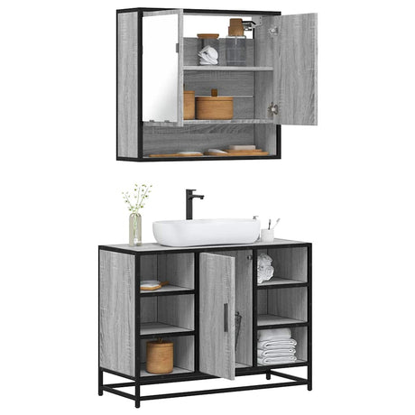 2 Piece Bathroom Furniture Set Engineered Wood