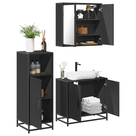 3 Piece Bathroom Furniture Set Engineered Wood