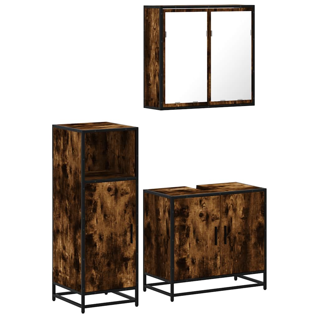 3 Piece Bathroom Furniture Set Engineered Wood