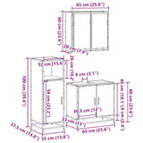 3 Piece Bathroom Furniture Set Engineered Wood