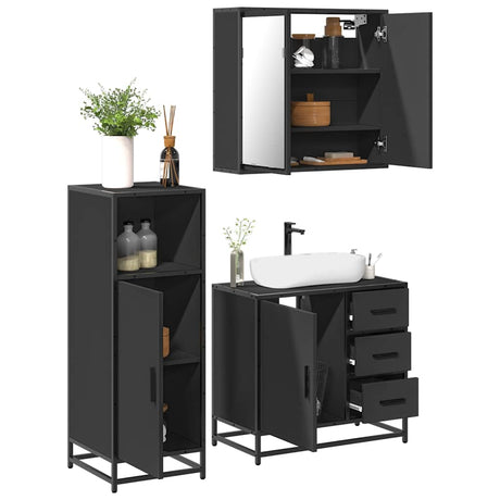 3 Piece Bathroom Furniture Set Engineered Wood