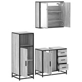 3 Piece Bathroom Furniture Set Engineered Wood