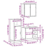 3 Piece Bathroom Furniture Set Engineered Wood