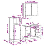 3 Piece Bathroom Furniture Set Engineered Wood