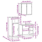 3 Piece Bathroom Furniture Set Engineered Wood