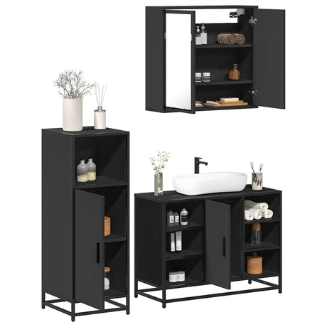 3 Piece Bathroom Furniture Set Engineered Wood