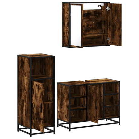 3 Piece Bathroom Furniture Set Engineered Wood