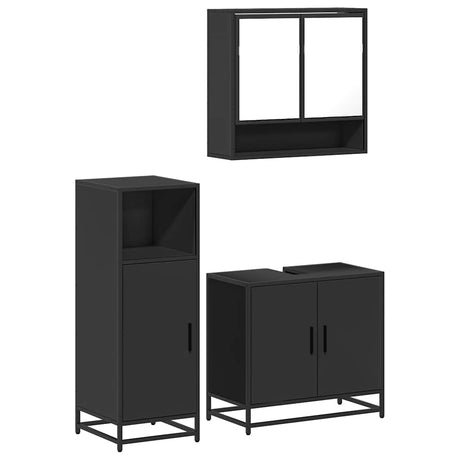 3 Piece Bathroom Furniture Set Engineered Wood