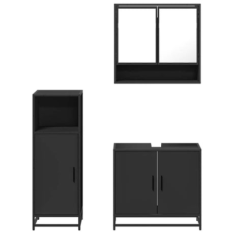 3 Piece Bathroom Furniture Set Engineered Wood