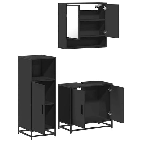 3 Piece Bathroom Furniture Set Engineered Wood