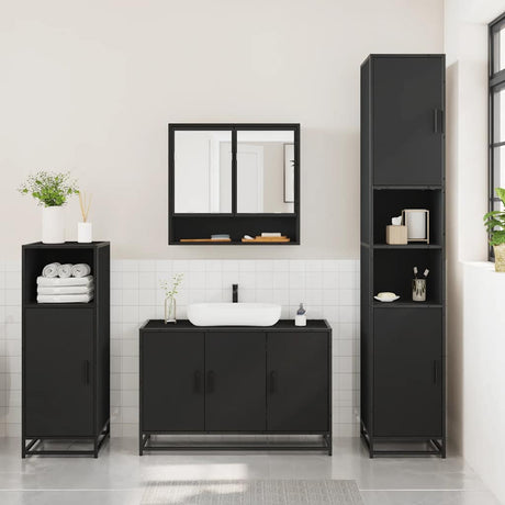 3 Piece Bathroom Furniture Set Engineered Wood