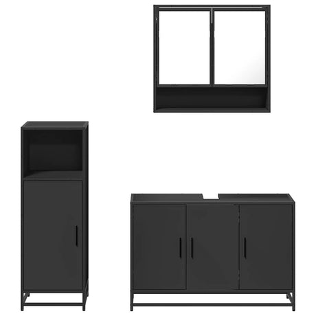 3 Piece Bathroom Furniture Set Engineered Wood