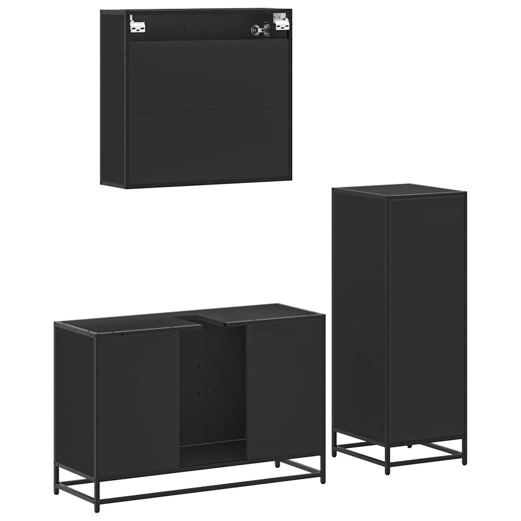 3 Piece Bathroom Furniture Set Engineered Wood