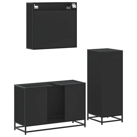 3 Piece Bathroom Furniture Set Engineered Wood