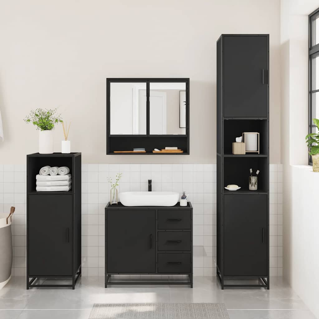 3 Piece Bathroom Furniture Set Engineered Wood