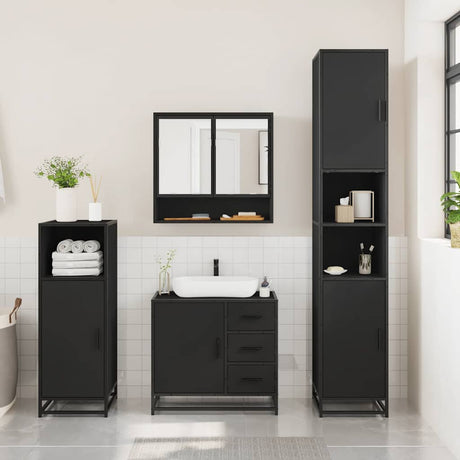 3 Piece Bathroom Furniture Set Engineered Wood