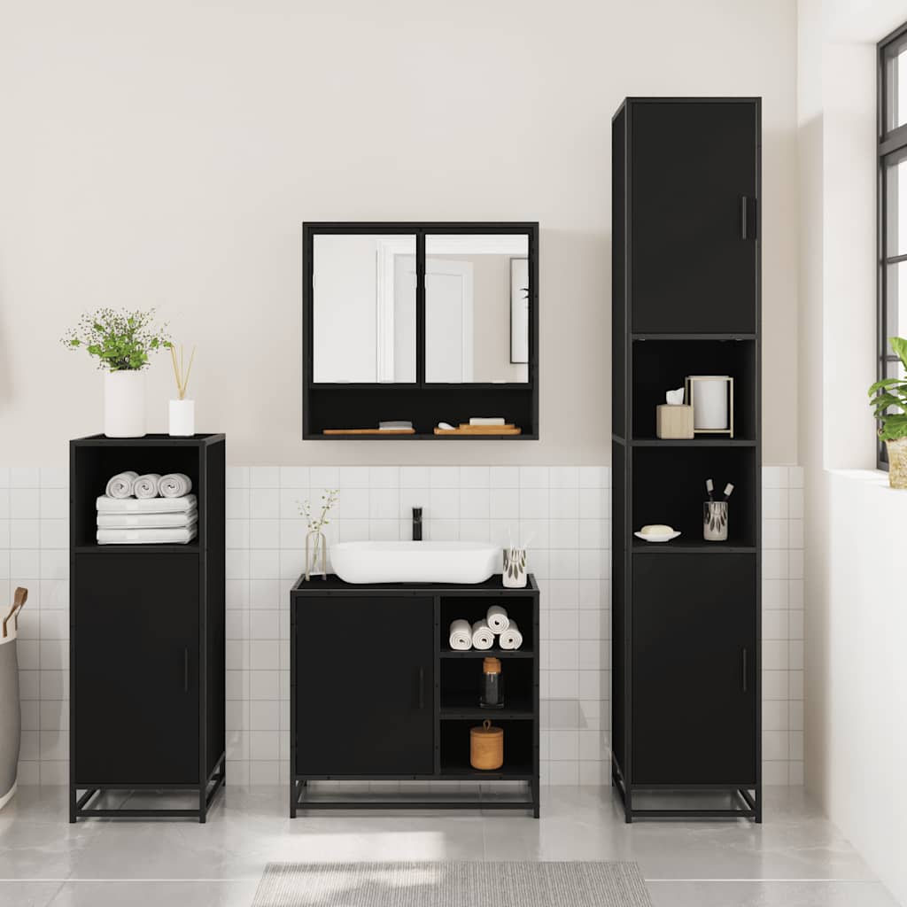 3 Piece Bathroom Furniture Set Engineered Wood