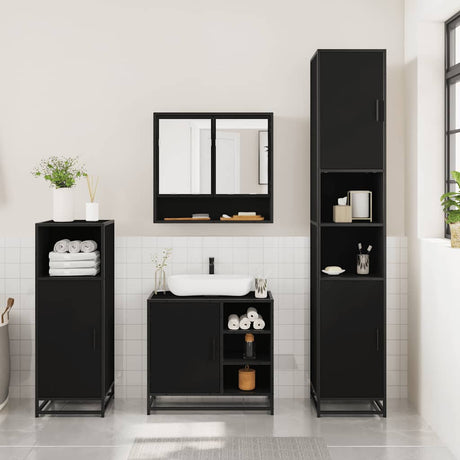 3 Piece Bathroom Furniture Set Engineered Wood