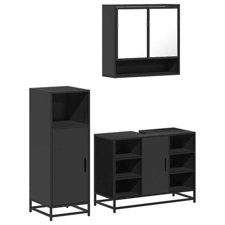 3 Piece Bathroom Furniture Set Engineered Wood