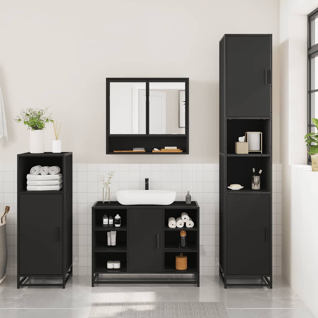 3 Piece Bathroom Furniture Set Engineered Wood