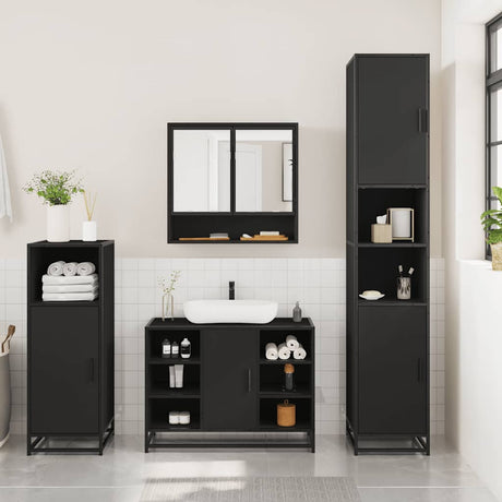 3 Piece Bathroom Furniture Set Engineered Wood