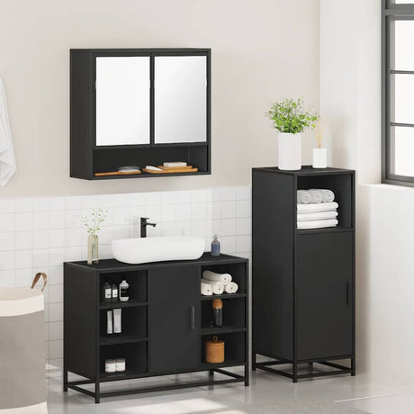 3 Piece Bathroom Furniture Set Engineered Wood