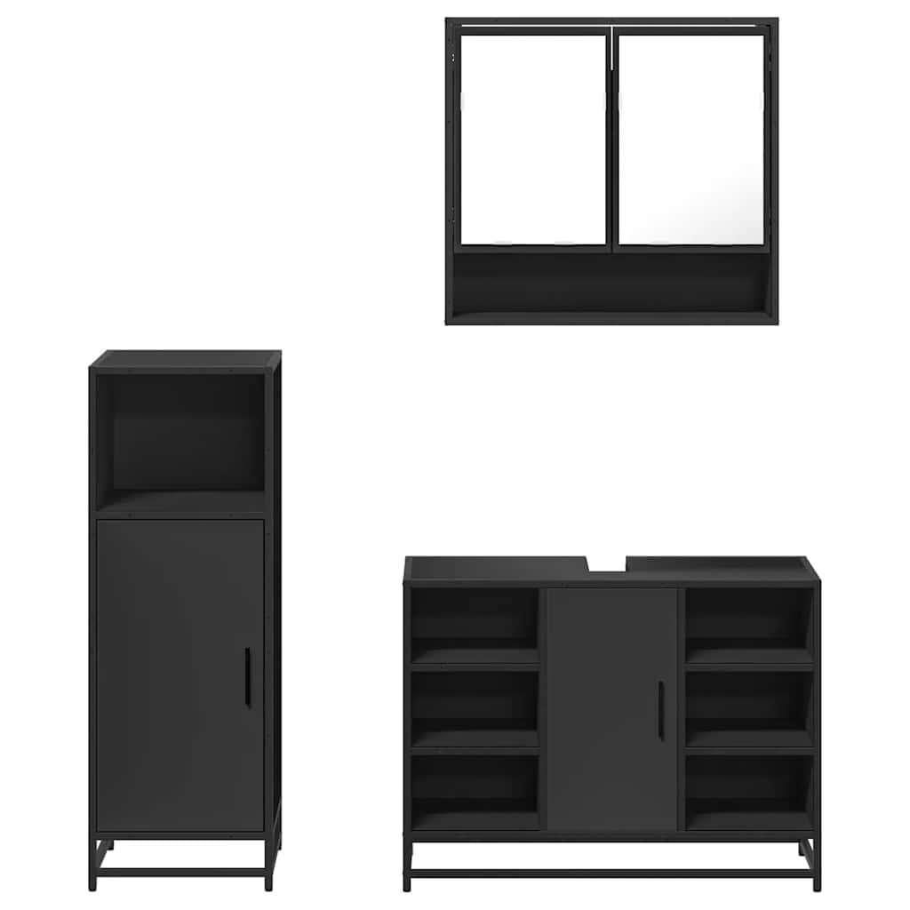 3 Piece Bathroom Furniture Set Engineered Wood