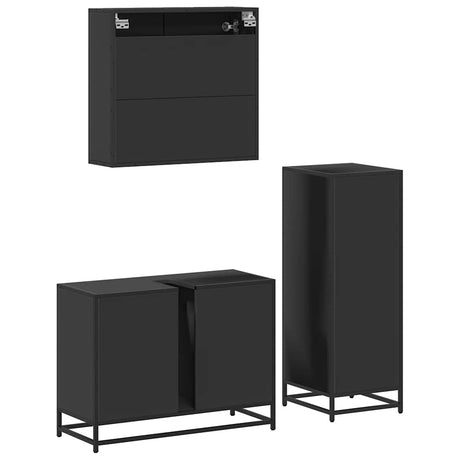 3 Piece Bathroom Furniture Set Engineered Wood
