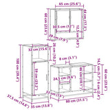 3 Piece Bathroom Furniture Set Engineered Wood