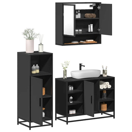 3 Piece Bathroom Furniture Set Engineered Wood