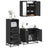 3 Piece Bathroom Furniture Set Engineered Wood