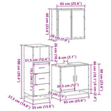 3 Piece Bathroom Furniture Set Engineered Wood