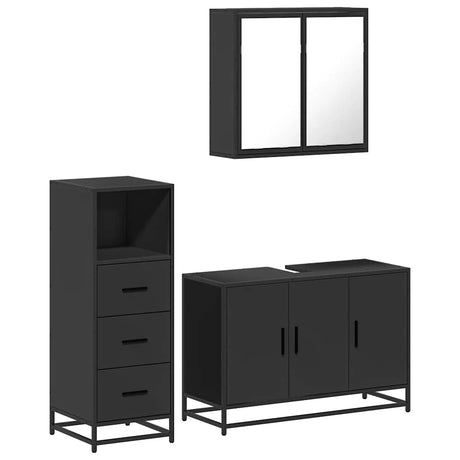 3 Piece Bathroom Furniture Set Engineered Wood