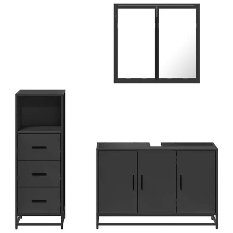 3 Piece Bathroom Furniture Set Engineered Wood