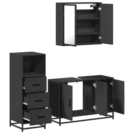 3 Piece Bathroom Furniture Set Engineered Wood