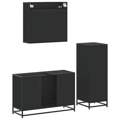 3 Piece Bathroom Furniture Set Engineered Wood