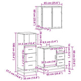 3 Piece Bathroom Furniture Set Engineered Wood