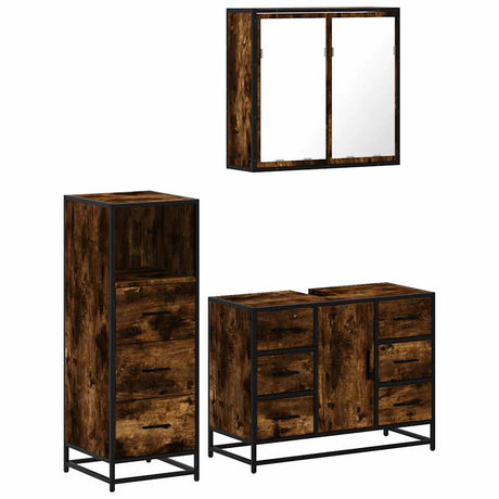 3 Piece Bathroom Furniture Set Engineered Wood