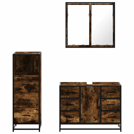 3 Piece Bathroom Furniture Set Engineered Wood