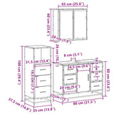 3 Piece Bathroom Furniture Set Engineered Wood