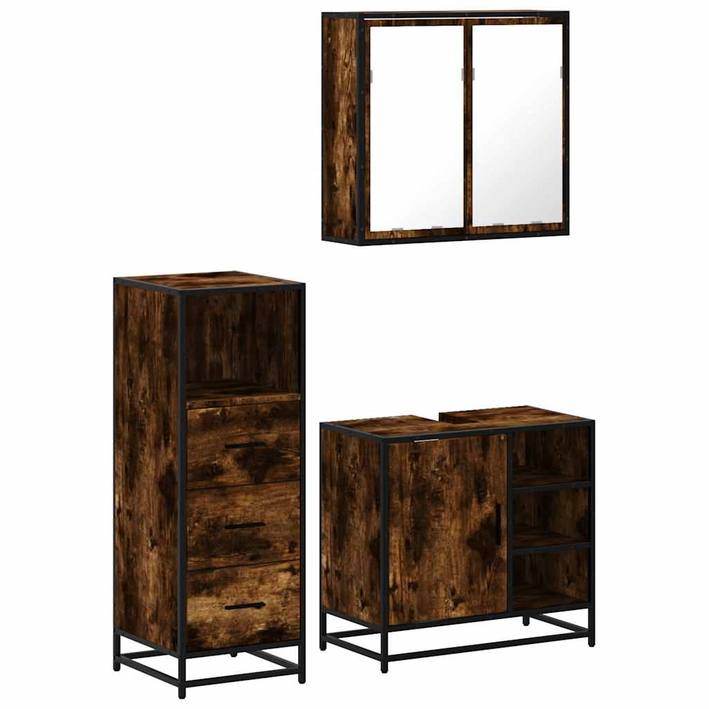 3 Piece Bathroom Furniture Set Engineered Wood