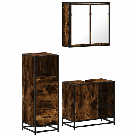 3 Piece Bathroom Furniture Set Engineered Wood