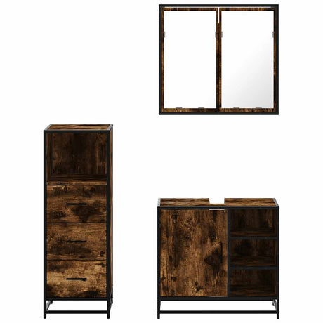 3 Piece Bathroom Furniture Set Engineered Wood