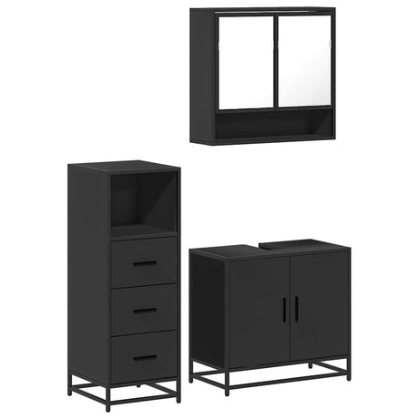 3 Piece Bathroom Furniture Set Engineered Wood