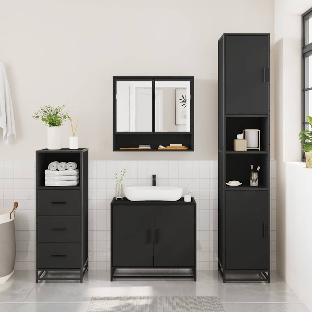 3 Piece Bathroom Furniture Set Engineered Wood