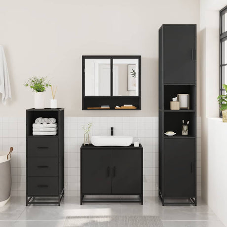 3 Piece Bathroom Furniture Set Engineered Wood