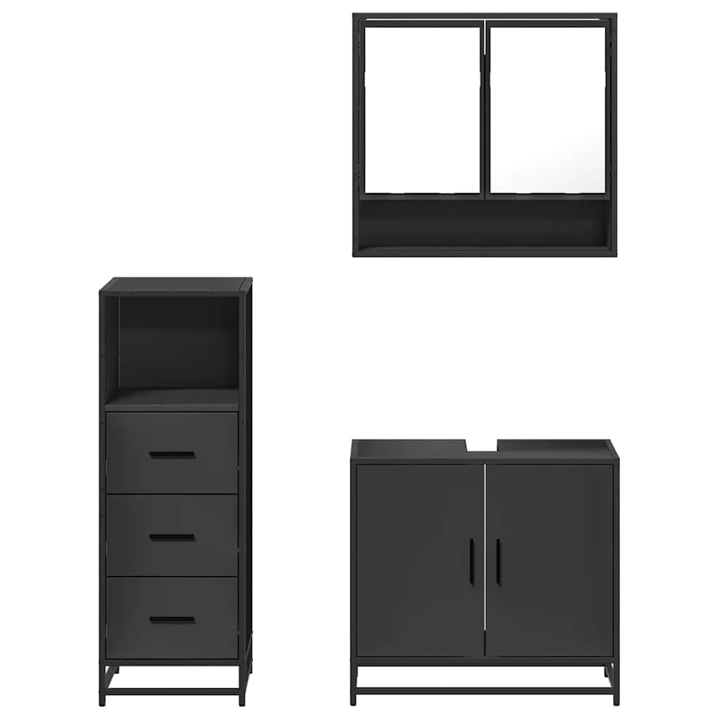 3 Piece Bathroom Furniture Set Engineered Wood