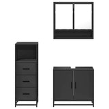 3 Piece Bathroom Furniture Set Engineered Wood