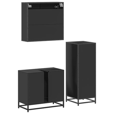 3 Piece Bathroom Furniture Set Engineered Wood