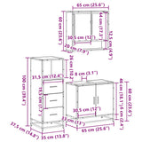 3 Piece Bathroom Furniture Set Engineered Wood